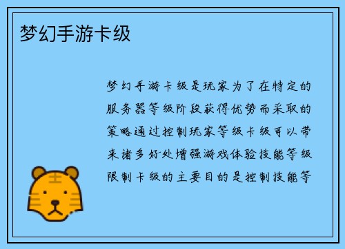 梦幻手游卡级